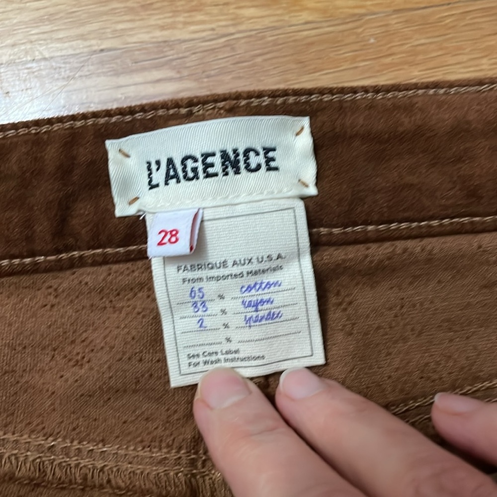 L’AGENCE Marguerite Skinny High Rise Velvet Textured Jeans in Java sz 28 B6 - Picture 3 of 6